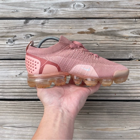 Women Nike Air VaporMax Flyknit 2 Rust Pink Running Shoes Sneakers - Picture 3 of 9